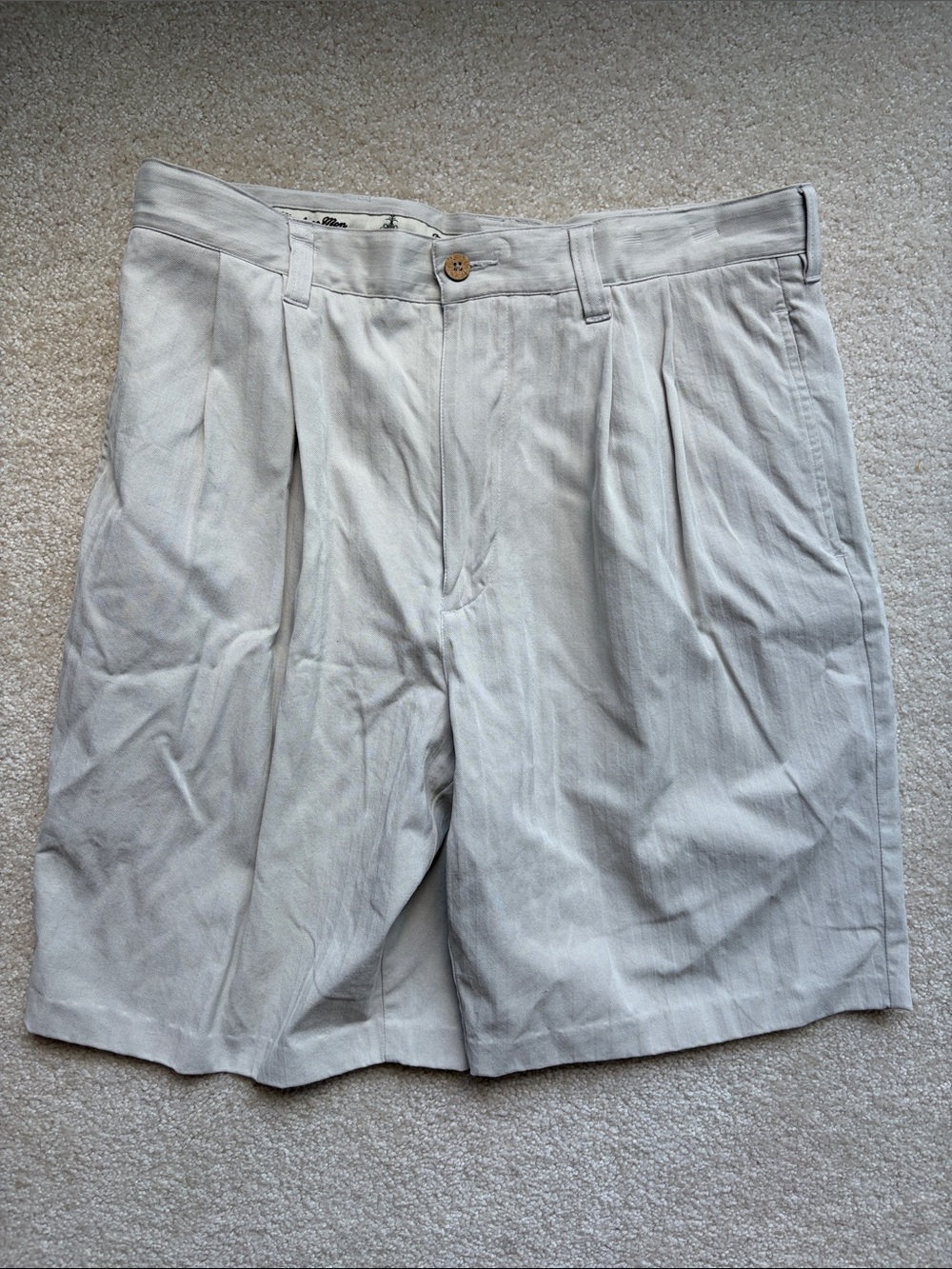 Men's 100% silk tan pleated Montego Mon shorts